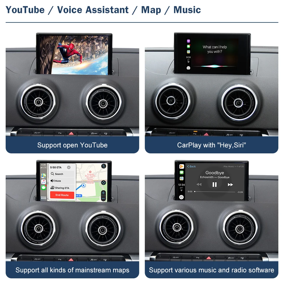 Road Top Wireless CarPlay Android Auto Interface for Audi A3 8V Q2