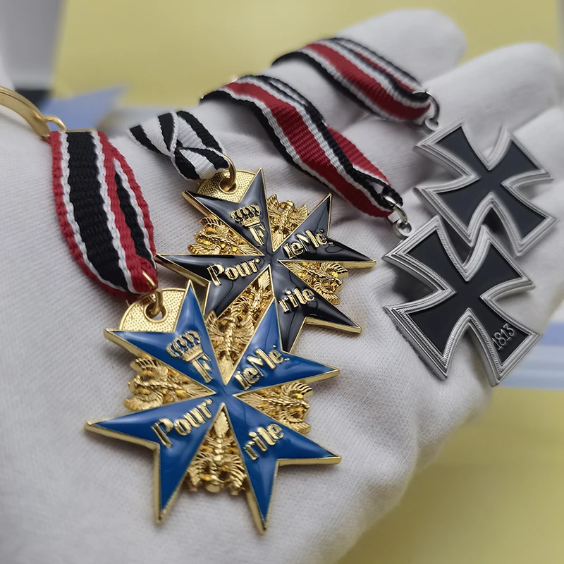 سلسلة مفاتيح شارة ميدالية صغيرة بروسية ألمانية بلاك ماركس ميريت بلو آيرون ماركس #2