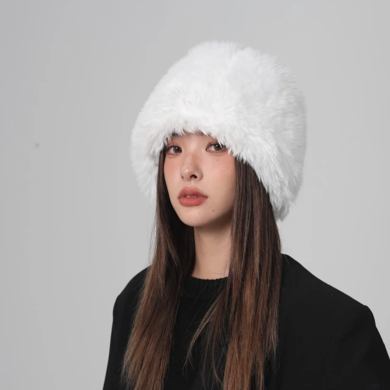 

Women's Winter Hat Warm Ear Protection Snow Ski Cap Female Faux Fox Fur Bomber Hat Windproof Russian Hat Fluffy Beanies Cap