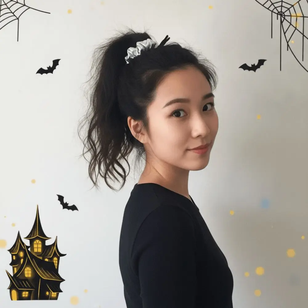 High Elastic Halloween Scrunchies Gold / Silver Bat Wings Bat Wing Hairband Soft Fabric Light Weight Spider Hair Tie Theme Party