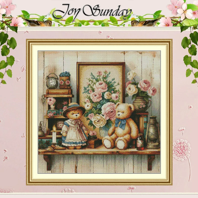 

Набор для вышивания крестиком с узорами «Милые медведи», DIY, 11CT 14CT 16CT, HD, с нанесенным рисунком, DMC, набор для вышивания, рукоделие