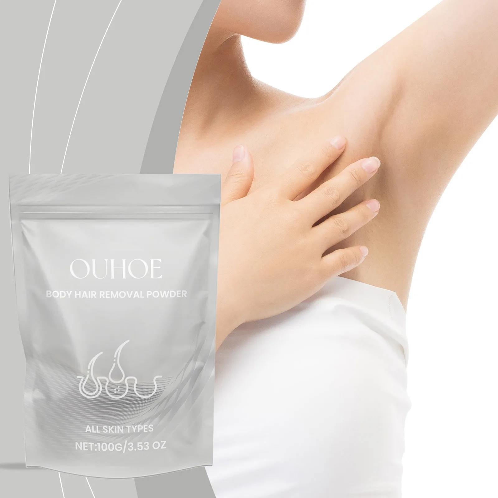 Gentle Hair Removal Powder for Body Smooth Skin Depilatory for Legs Arms Lips Hair with Moisturizing Formula for Silky Soft Skin