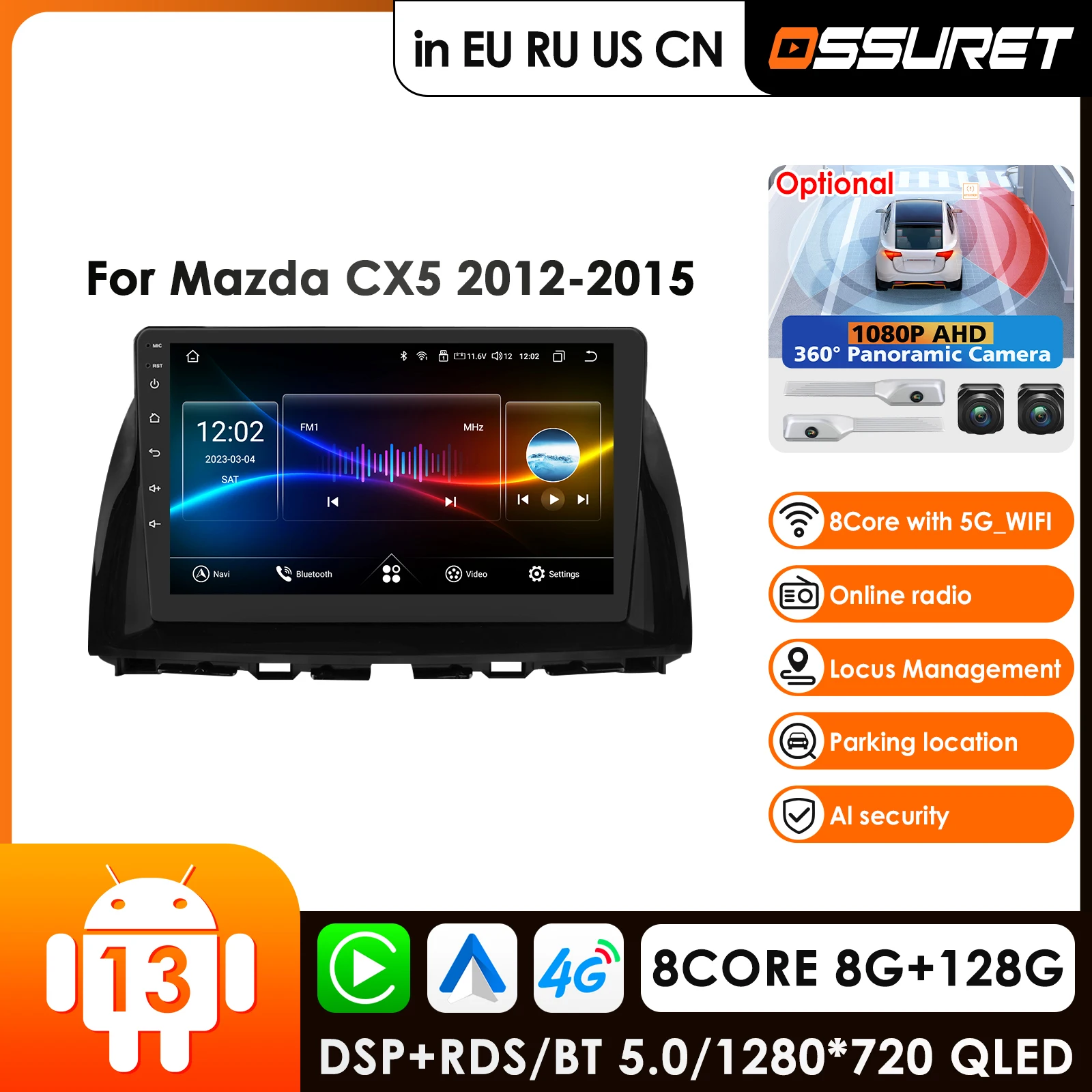 

10.1‘’ Carplay Android Auto Car Radio GPS for Mazda CX5 CX-5 CX 5 2012 - 2015 Multimedia Video Player Navigation Autoradio DSP