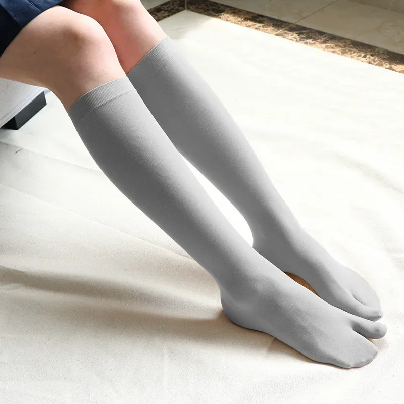 High Elastic Slim Solid Color Long Tube Two Toe Socks For Women Split Toe Calf Socks Spring And Summer Pure Cotton Sports Socks