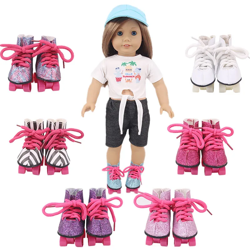 Łyżwy dla lalek z cekinami, pasujące do lalek amerykańskich 18 cali i lalek Baby Doll Generation 43 cm, świąteczna zabawka dla dziewczynek, prezent DIY. — zdjęcie 2