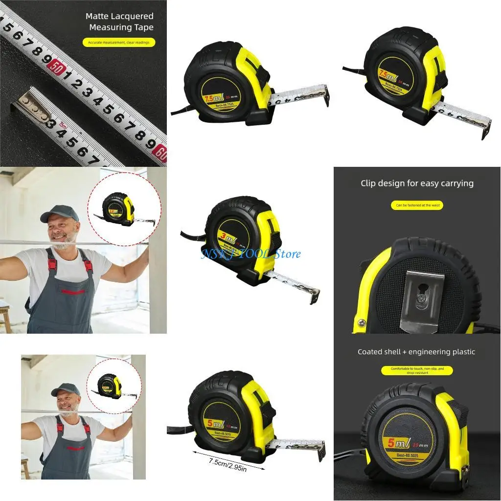 

L8RC Selves Locking Work Tape Measure 3-7.5M Thickened Waterproof Measuring Tape