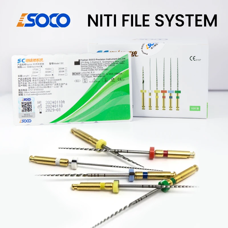 SOCO 6Pcs/Box Factory Outlet Heat Activated Rotary Files Dentist Tools Endodontic Material Easy to Clean, Super cutting force