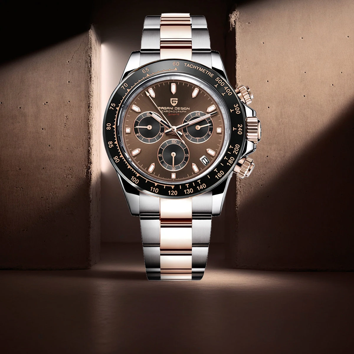 PAGANI DESIGN-relojes dorados y café para hombre, pulsera de cuarzo de lujo, de acero inoxidable, cronógrafo, nuevo Japón, 2026
