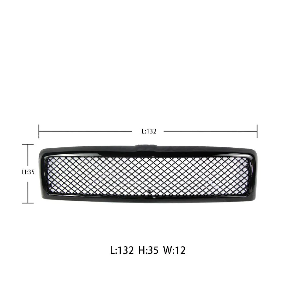 High Quality ABS Front Middle Grill Racing Grills Gloss Black Fit For Dodge Ram 1500 1994-2002