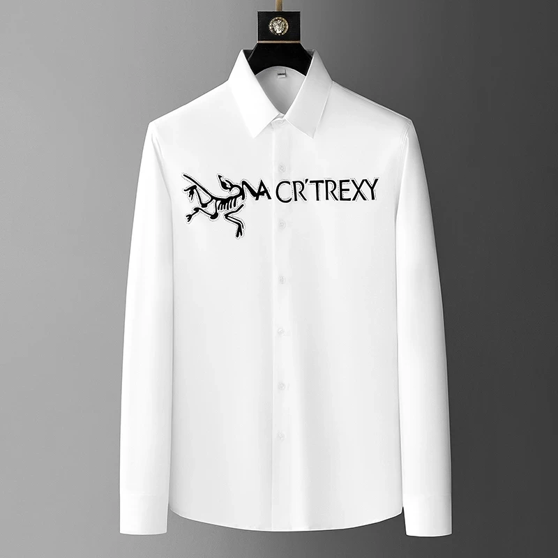 

Luxury And Exquisite Embroidered Song-Sleeved Shirt For Men In Spring 2023 New High-End Business Casual Stretch Shirt For Men