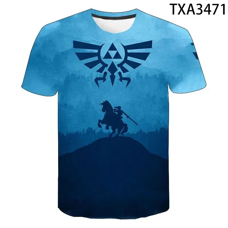 Kids Caual Zelda 3D Cartoon Game Print Summer Short Sleeved O-neck Pullover T-shirts 2-13 Years Boys Girls Leisure Top Clothes