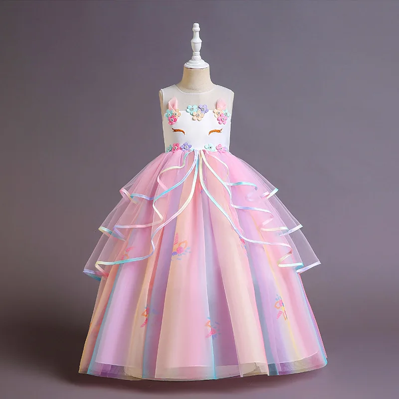 

Платье принцессы для девочек, свадебное платье для девочек-цветочниц, пышная шифоновая юбка, комплект платья для маленькой девочки