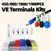 450-1900 Uds tubo eléctrico Terminal aislado VE terminales de engarzado Tubular conector de Cable virolas conectores de terminales