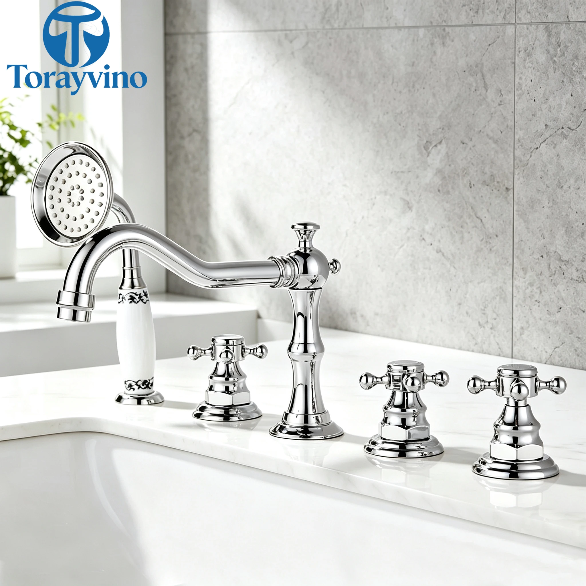 Torayvino Bathroom Luxury 360 Swivel Spout Bathtub Shower Faucet Set Deck Mounted Sink Faucets Shower Systerm Mixer Tap Tub