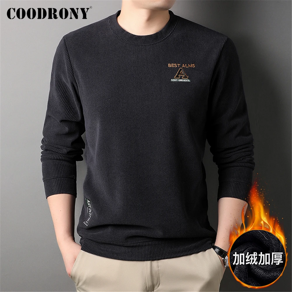 

COODRONY Brand O-Neck Fleece Knitted Sweater Men Clothing Autumn Winter New Arrival Classic Casual Warm Pullover Jersey Z1183