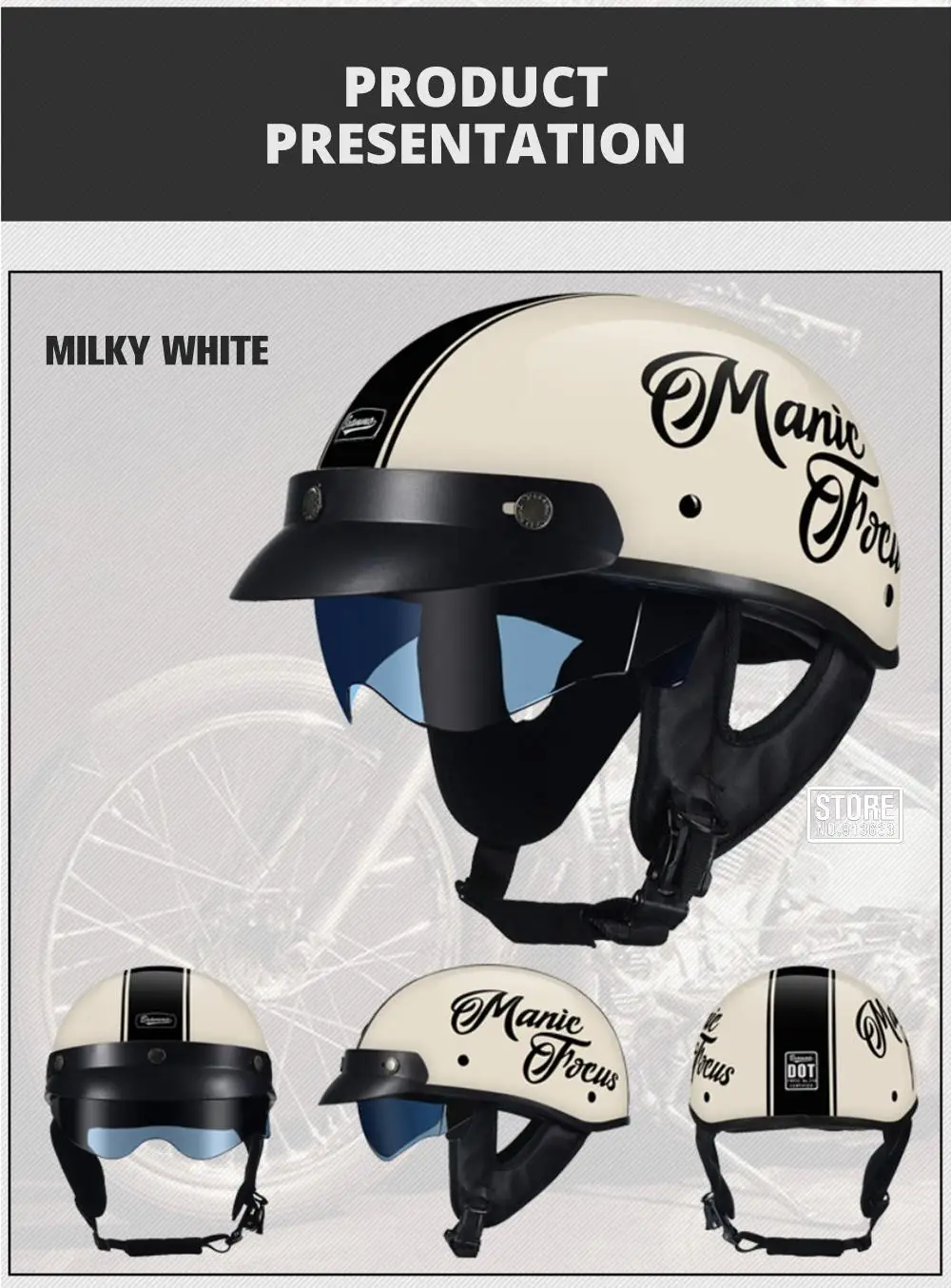 Retro Motorrad Helm DOT Zertifizierung Moto Helm Männer Frauen Halb Helm HD Objektiv Casco Vier Jahreszeiten Reiten Roller Capacetes – Detail 20