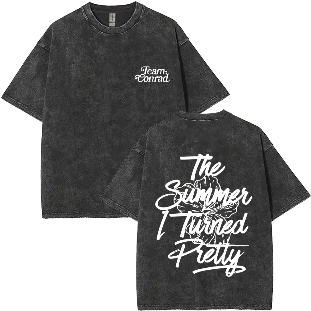 غسلها خمر التلفزيون اللعب الصيف تحولت فريق جميل كونراد تي شيرت الرجال النساء عادية تي شيرتات قطن للجنسين المتضخم تي شيرت