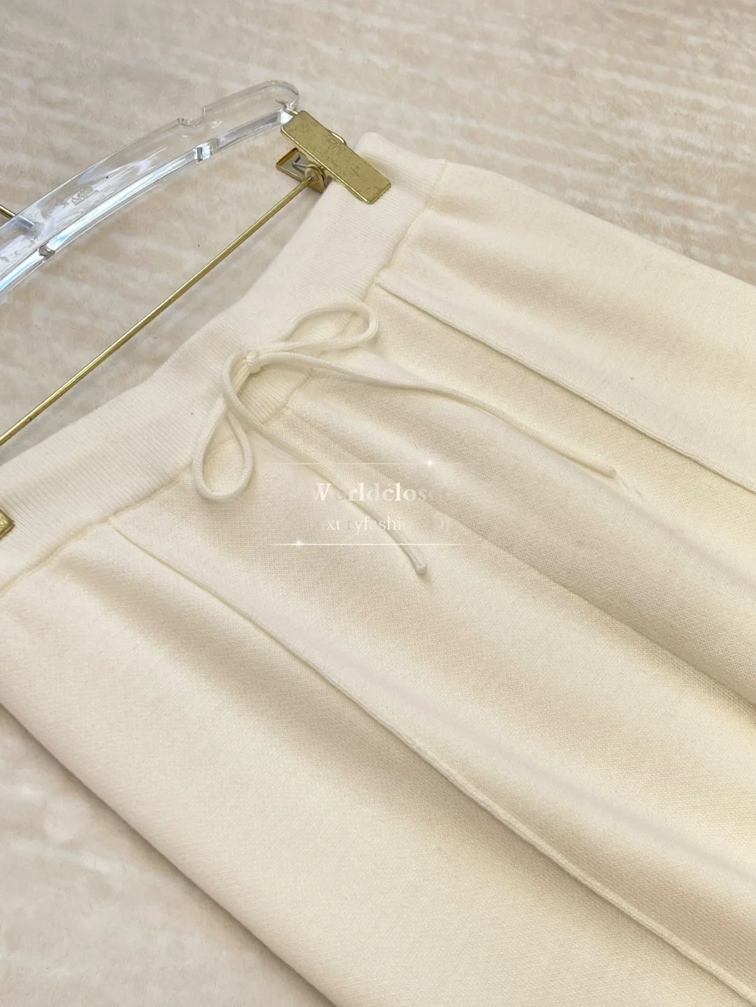 

2025 New Autumn Winter White High Quality Wool Drawstring Waist Long Pants