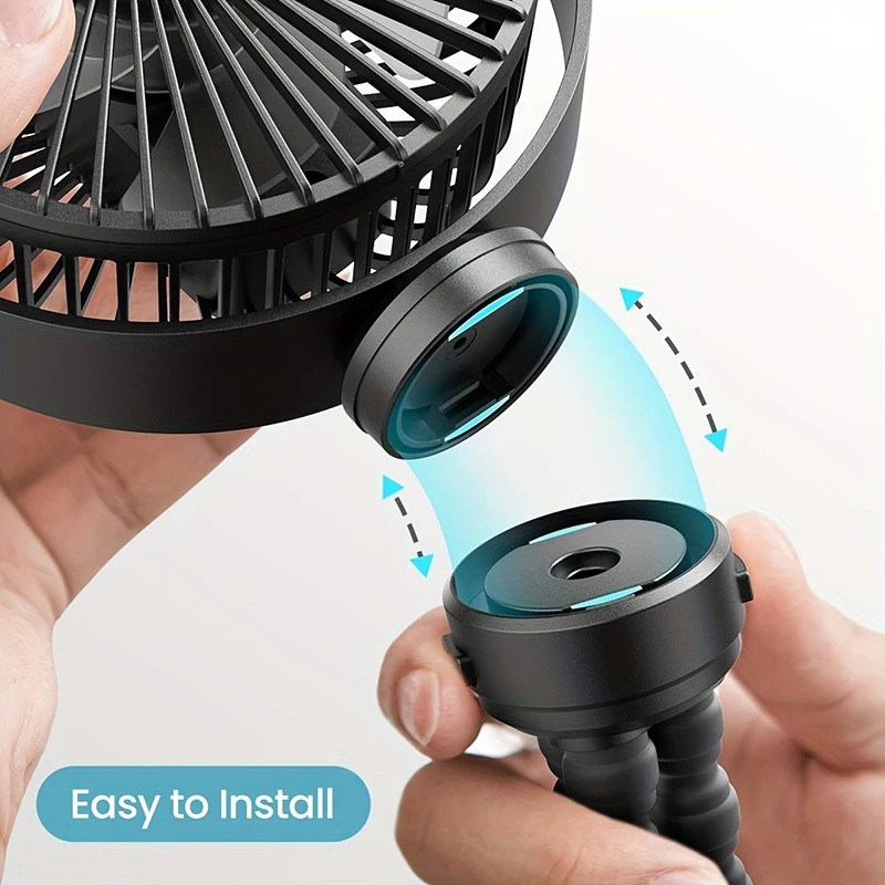 Xiaomi Mini Portable Stroller Fan Detachable 3 Speed ​​Rechargeable 360° Rotating Cooling Fan for Car Seat Baby Crib Travel