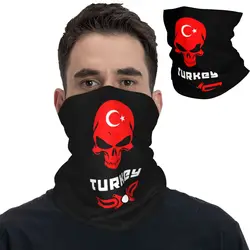 Flag And Skull Bandana Neck Cover Turkey Turkish Flag Mask Scarf Multifunctional Face Mask Running Unisex Adult Windproof