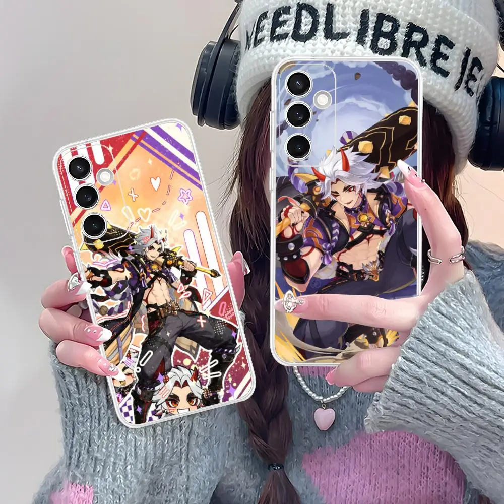Game GI Arataki Itto Phone Case for Samsung Galaxy S25 S24 S23 S22 S21Plus FE Ultra Soft TPU Clear Shockproof Cover