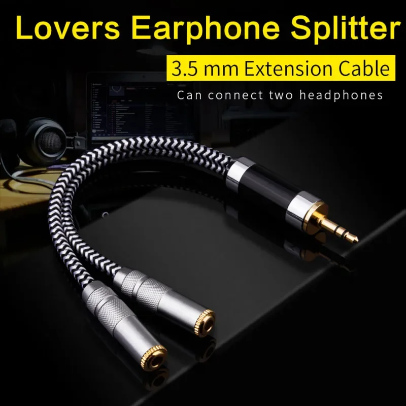 3.5 มม.หูฟัง Splitter Audio Converter แจ็ค 3.5 ชาย 2 Dual Y 3 5 หญิง AUX สายต่อหูฟังสําหรับแล็ปท็อป MP3