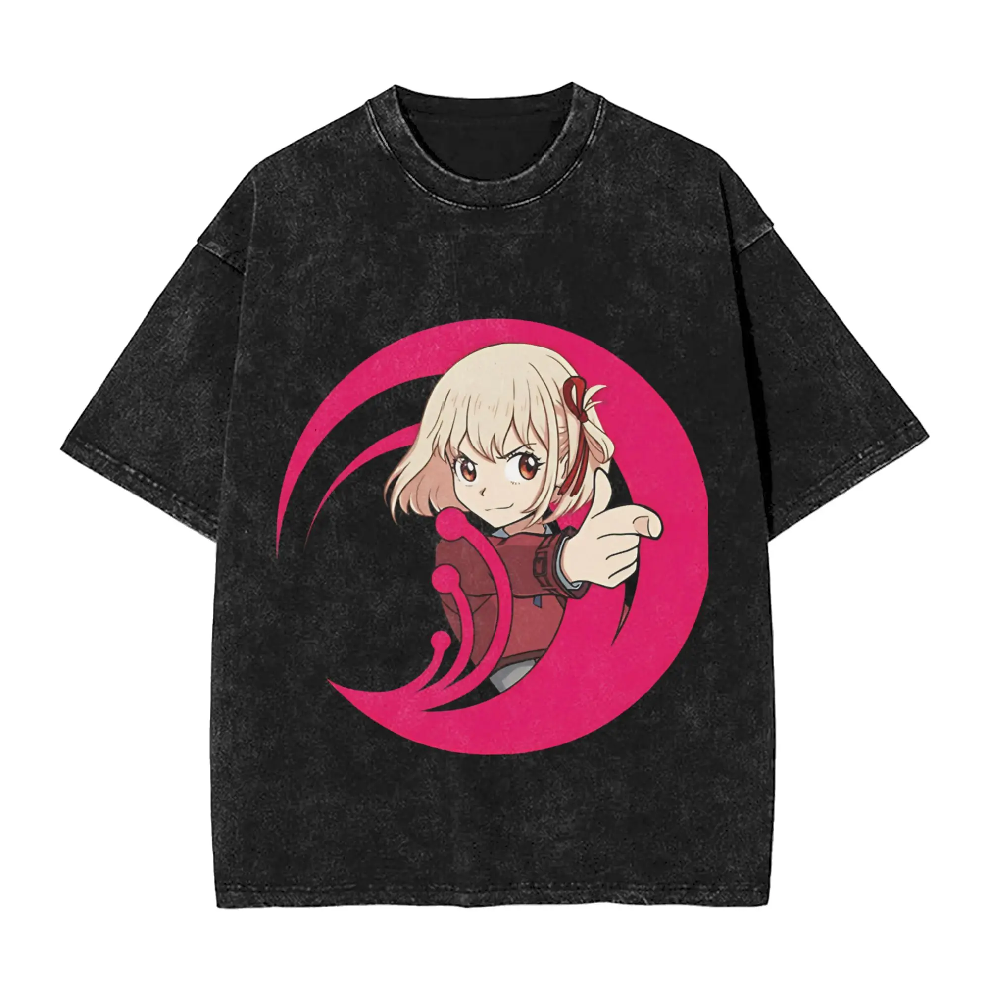 Lycoris Recoils  Men T Shirt Washed  Fashion Tees Short Sleeve O Neck T-Shirts Pure Cotton Gift Idea Clothing
