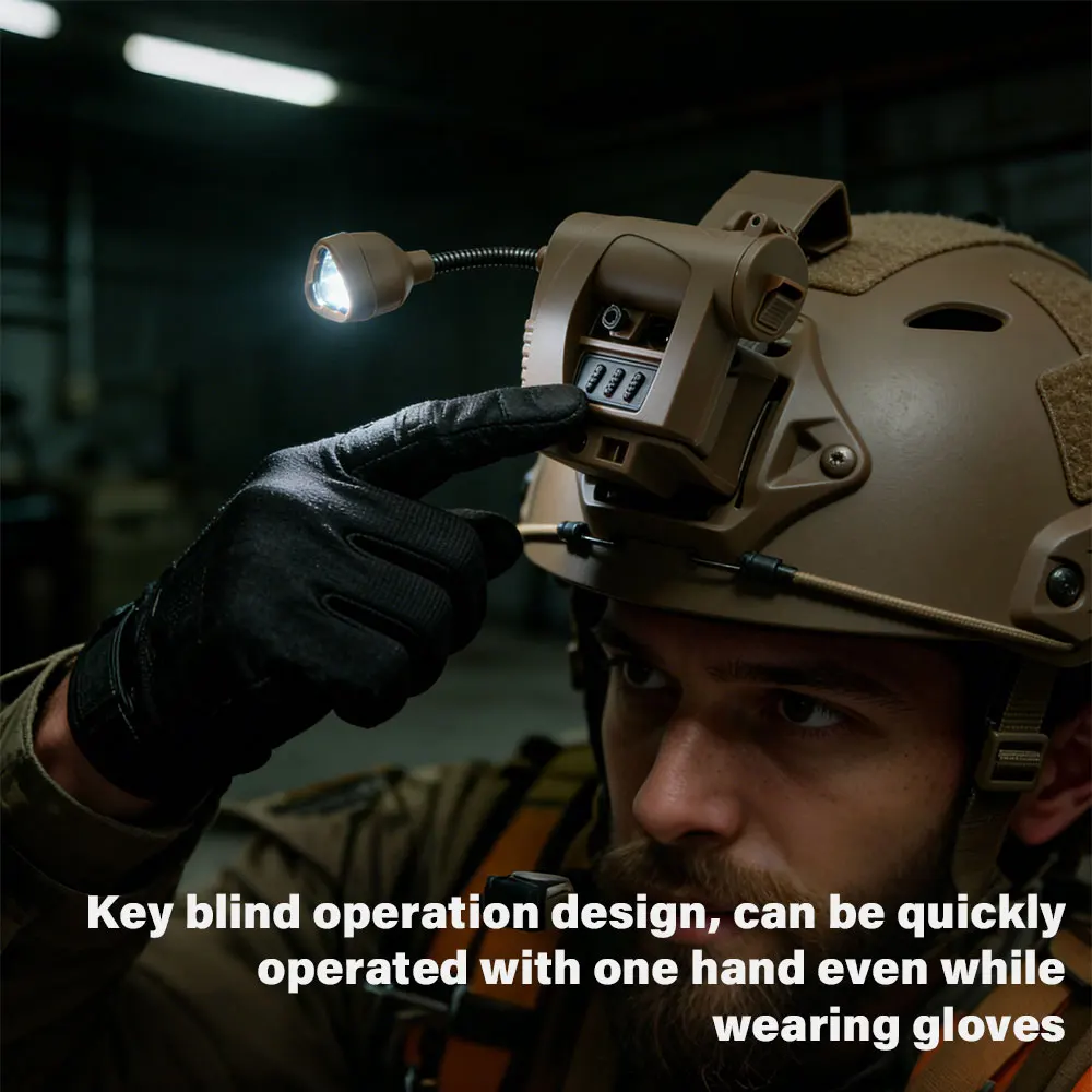Taktische Helmleuchte, 3 Modi, LED-Taschenlampe, Helmlampe für Outdoor-Nachtbeleuchtung, Laser, Jagd, Militär, Radfahren, Angeln – Detail 30