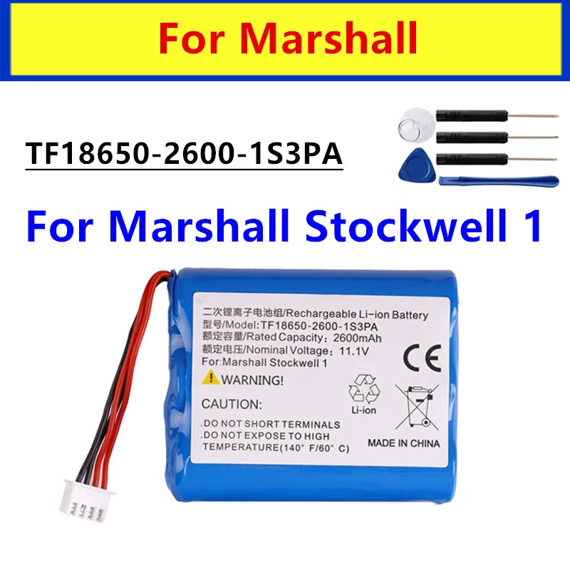 New  TF18650 Replacement Speaker Battery 2600mAh TF18650-2600-1S3PA For Marshall Stockwell 1 Battery + Free Tools