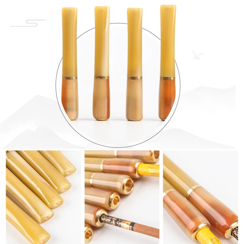 Reusable Cigarette Holder with Metal Accent Premium Horn-Like Tobacco Microfilter 6mm/8mm Cigarettes Pipes Smoking Accessories view 6
