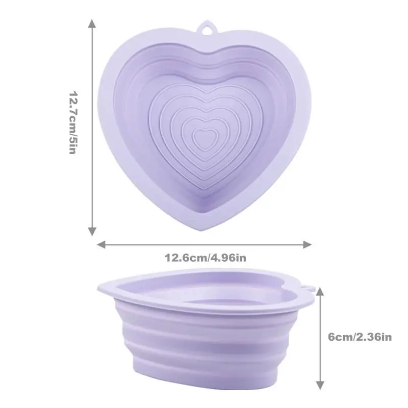 Detergente per pennelli per trucco in silicone a forma di cuore/rotondo, ciotola per pulizia pieghevole per soffio di cipria, per lavare tappetino morbido, scatola per strumenti di bellezza