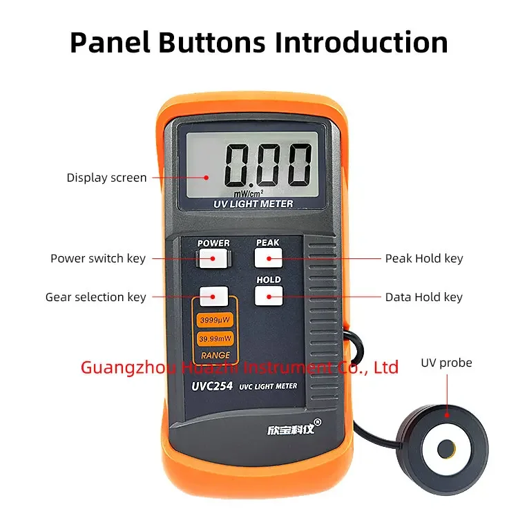 UVC254 ultraviolet radiation meter disinfection and sterilization lamp tube 254nm intensity meter illuminometer