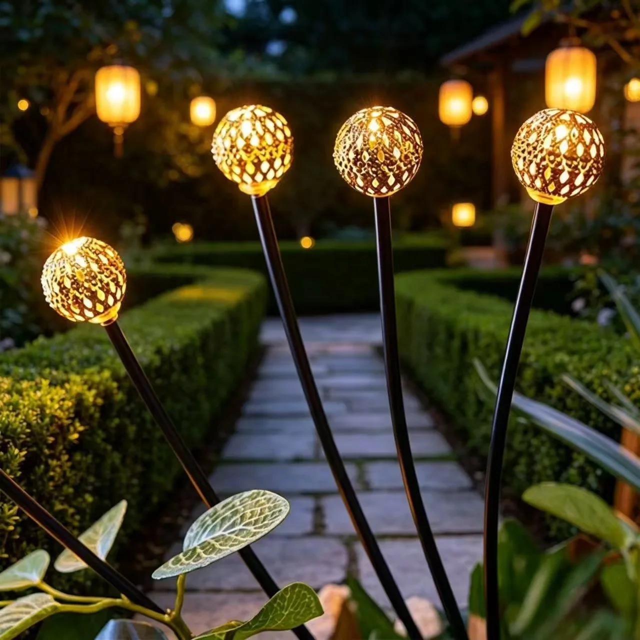 

LED Solar Powered LED Garden Ambient Lights Warm White Outdoor Waterproof Lawn Lamps for Yard Lawn Pathway Patio Party Decor