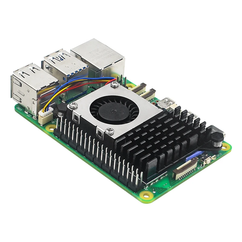 Raspberry Pi 5 Radiator pendingin aktif aluminium, Heatsink PWM kecepatan dapat diatur Hitam perak biru untuk RPI 5 Pi5