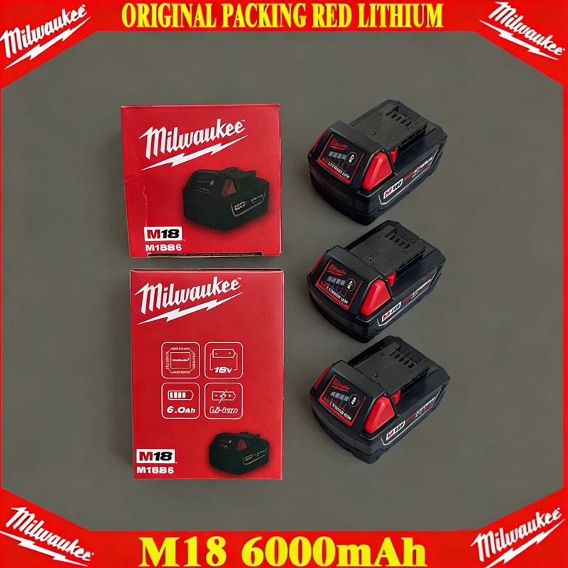 

Аккумулятор Milwaukee M18 5.0Ач/6.0Ач High Output, литий-ионный, 18В, перезаряжаемый, для беспроводных электроинструментов Milwaukee M18