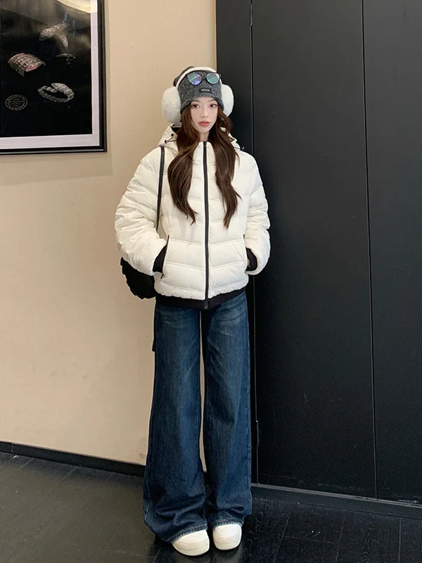 

Легкая хлопковая пуховая куртка с капюшоном для путешествий, большие размеры, универсальная блузка в рубчик, женская верхняя одежда