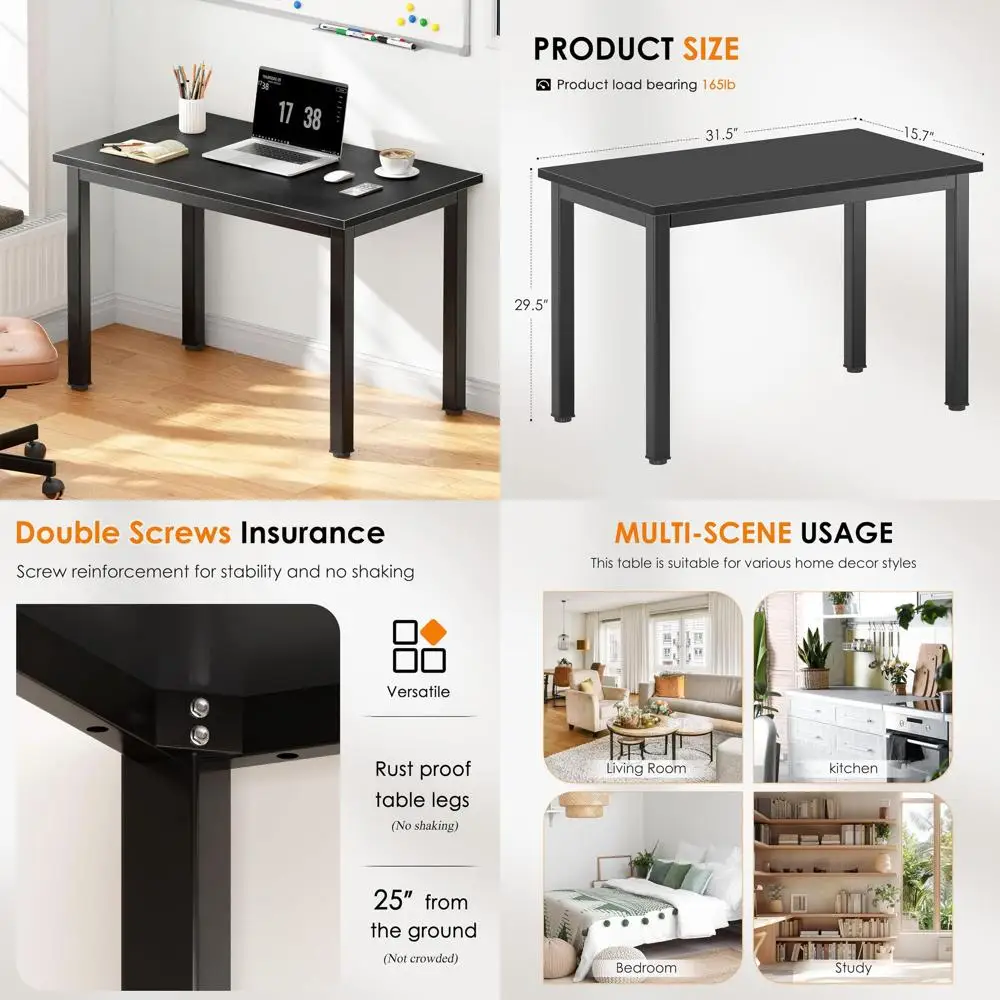 

Compact 31.5 Black Laptop Desk for Small Spaces and Students