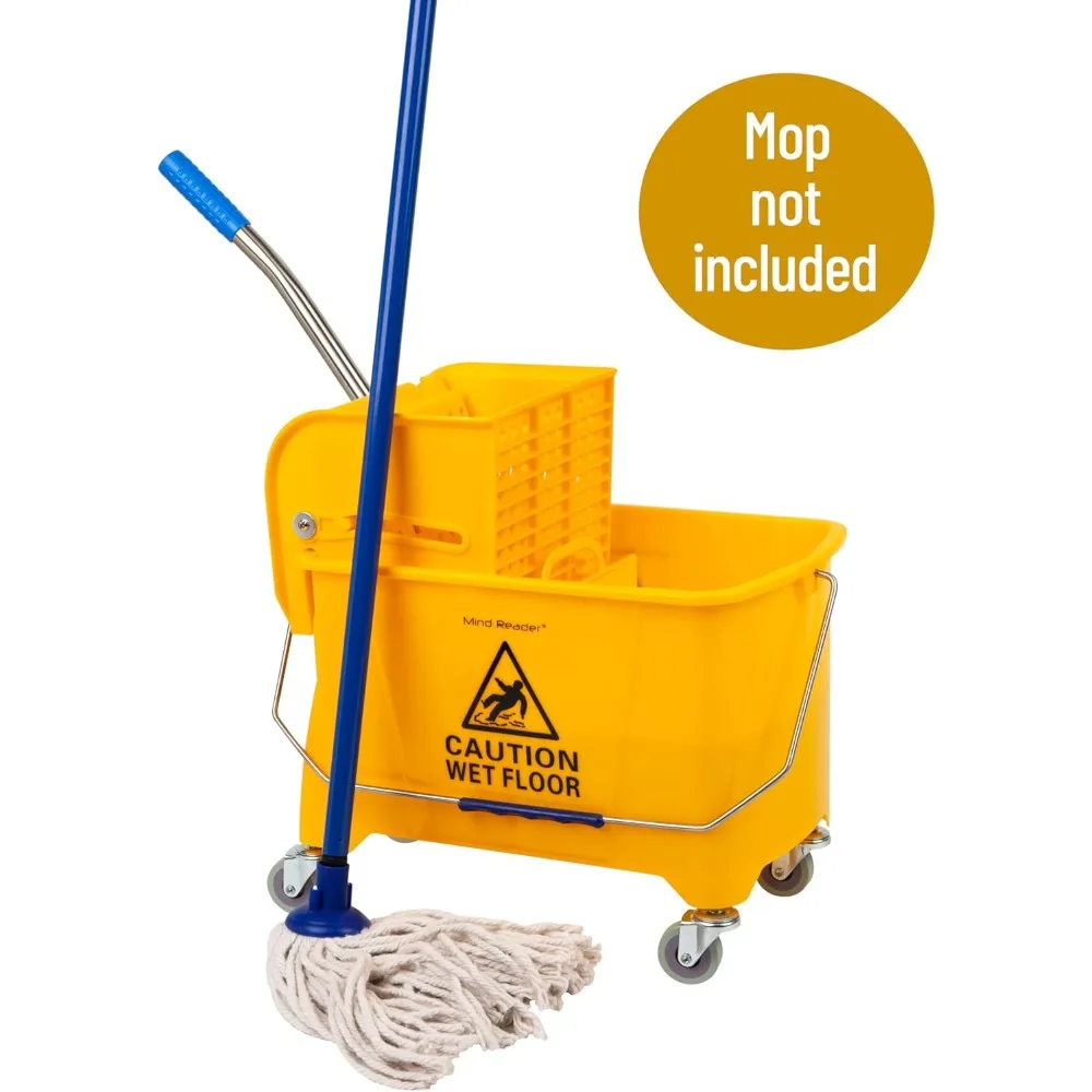 دلو ممسحة 22 كيو تي مع عجلة، تنظيف سهل للأرضيات، تصميم مدمج بعجلات للاستخدام المنزلي