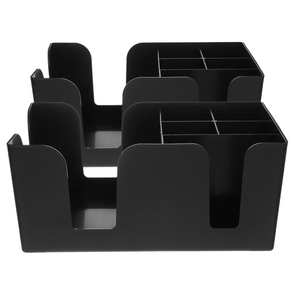 

2 Pcs Storage Boxes Coffee Tea Organizer PP Material Multi Compartment Cups Sugar Straws Bar Counter Top Display Box Tea