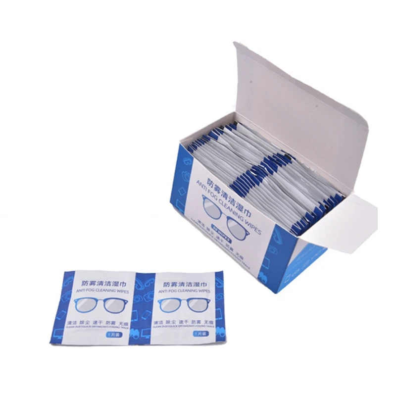 

50Pcs Anti-Fog Wipes for Glasses Pre-moistened Antifog Lens Wipe Individually Wrapped Disposable Defogger Eyeglass Wipes