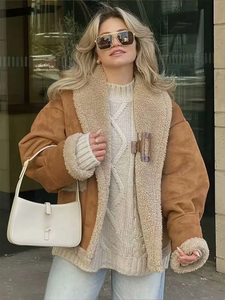 HH Podzimní dámský vintage kabát s odhaleným límcem, jednořadý dlouhý rukáv, bunda s kapsami, módní high street outfit - náhled 4