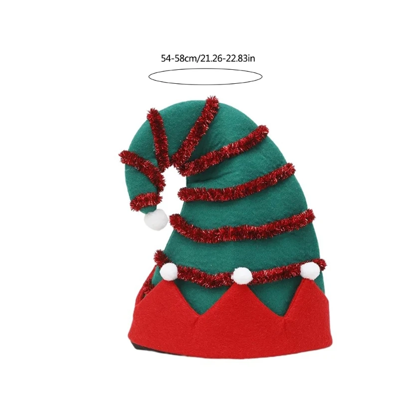 Tinsel Christmas Light up Elf Hat Cheerful Hat Baggy Hat Leprechaun Glowing Hat