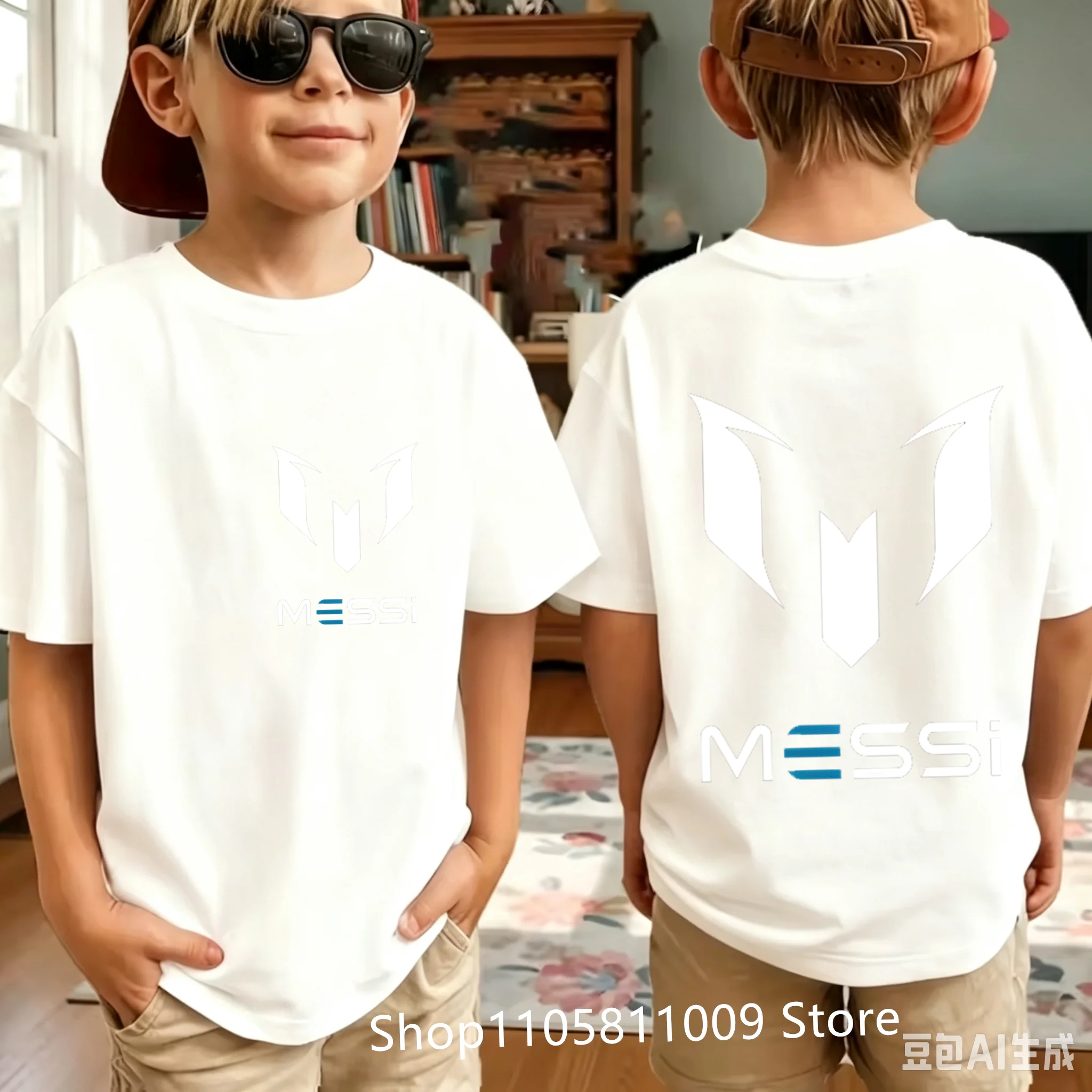 Children Clothes Football Messi Cartoon Graphic Boys Fashion Short Sleeve T-shirt Popular Design 3-10Years Kids Tees