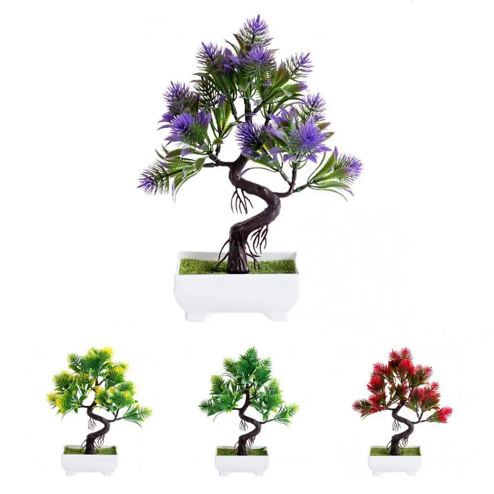 Modern Artificial Plant  Fresh-keeping Colorfast Artificial Bonsai  Realistic Artificial Small Pine Bonsai with Pot