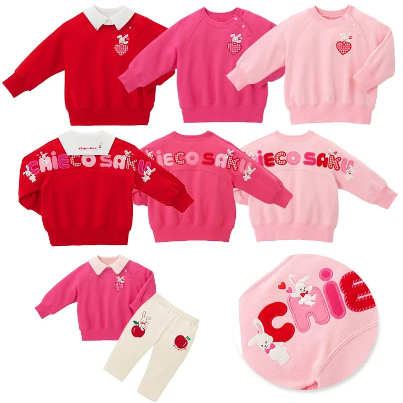 Sweater  Baby Girls Kids Wear Autumn Winter Girls Sweatshirts Cartoon Love Rabbit Letter Raglan Sleeves Long Sleeves Warm Top