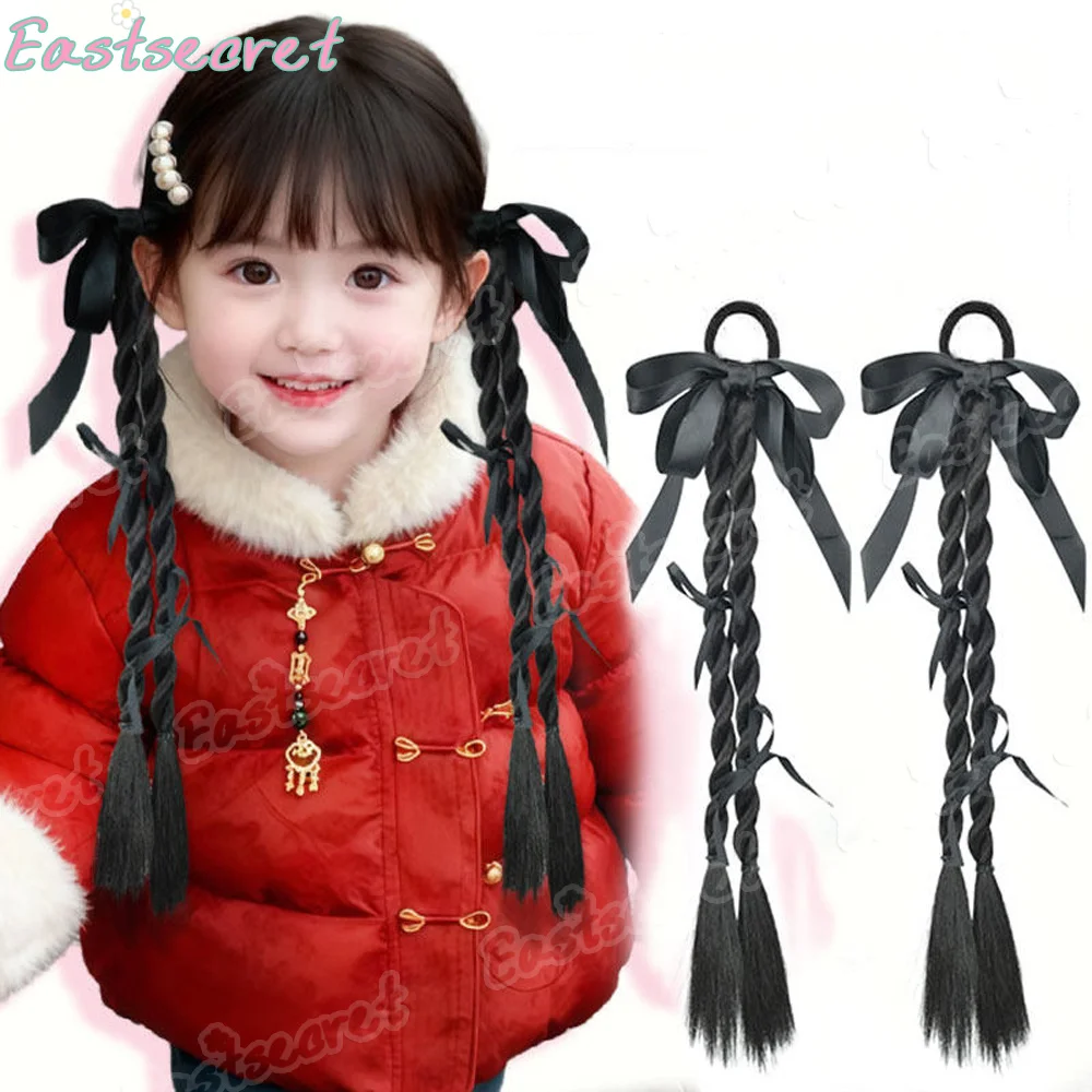 

EAST Синтетические завязки для волос с резинками, закрученные косы, хвост с двойной закруткой, длинная коса, аксессуары для волос, парик с хвостиком