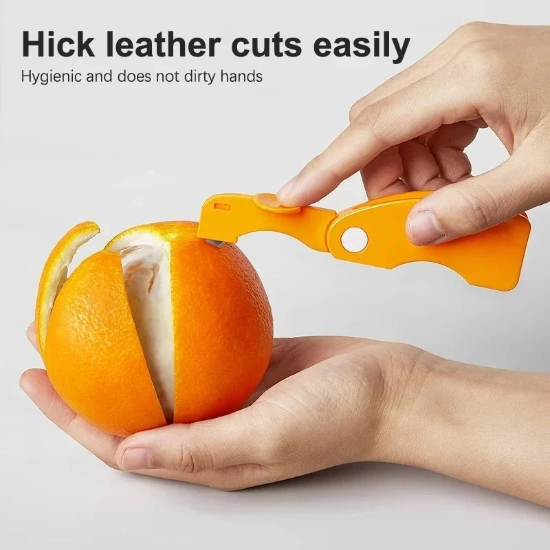 Fruit Vegetable Peeler With Folding Handle, Creative Manual Orange Lemon Plastic Knife Portable Kitchen Peeling Cutter Gadget