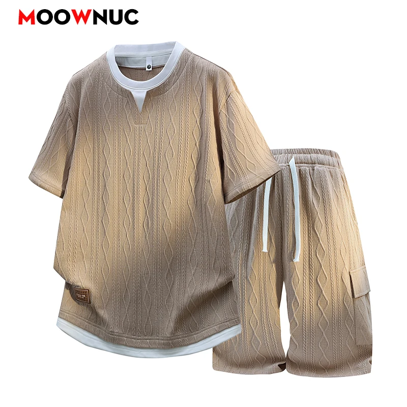 

Men Tracksuit Casual Joggers Sportswear T-shirt and Shorts 2 Piece Sets Hip Hop Running Sports Suit Mens Clothes Summer New