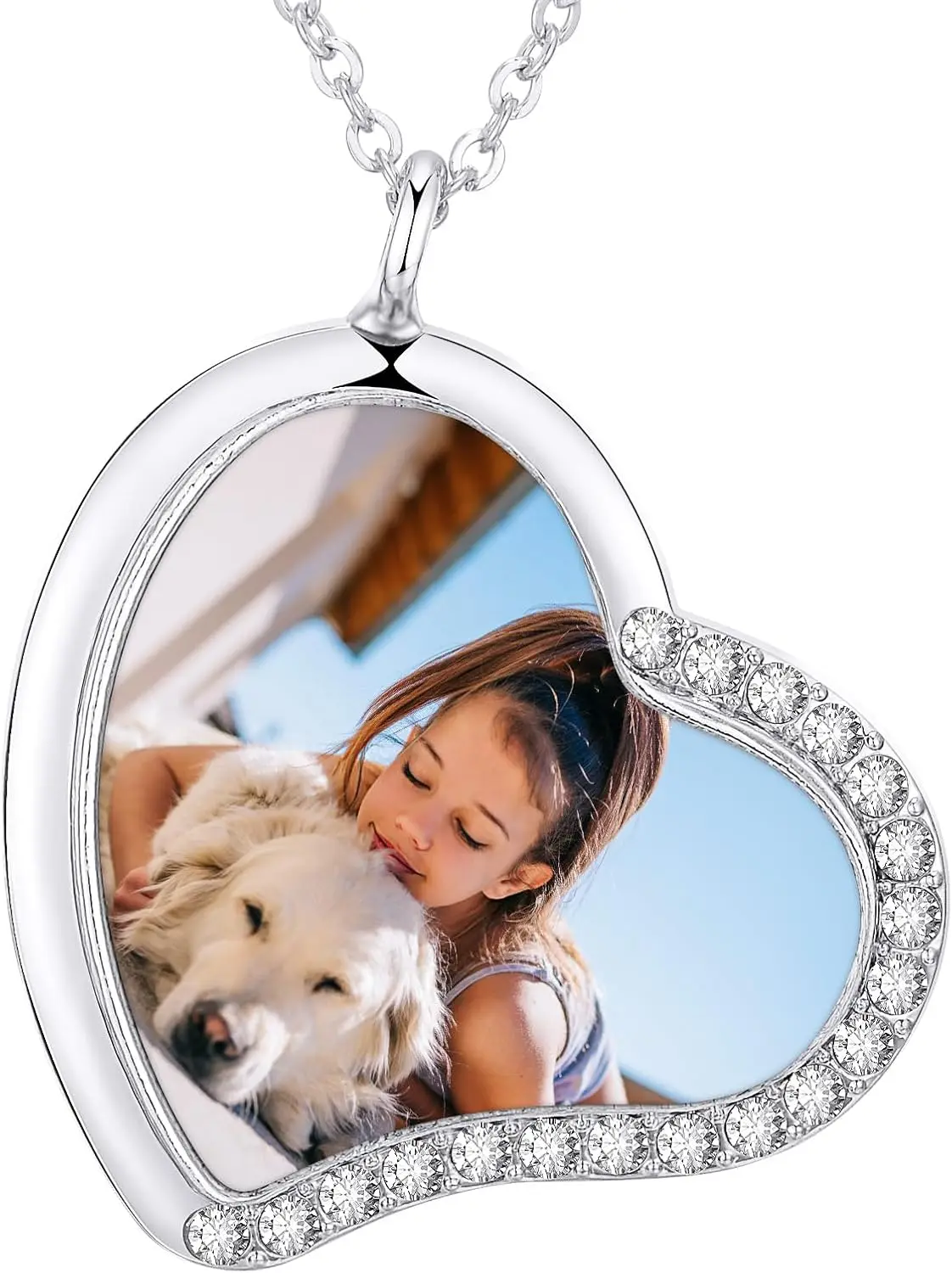 

Custom Picture Necklaces Personalized Pendant Pet Memory Medallion Pendant Circle Chain Hip Hop Jewelry Heart