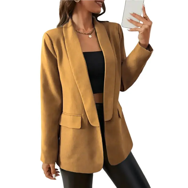 

AUAU-Women Casual Blazer Long Sleeve Open Front Shawl Collar Slim Jacket Fashion Spring Fall Blazer Jacket
